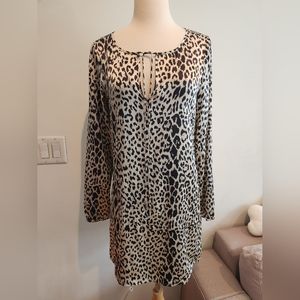 Scoop Beach Leopard Tunic Dress, US Size S